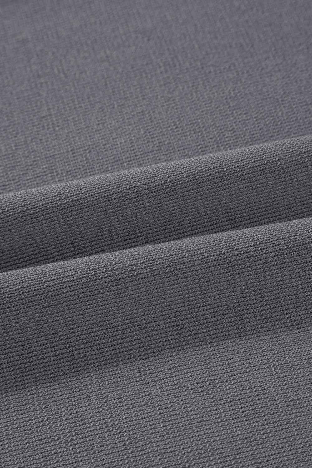 Medium Grey Contrast Trim Half Sleeve Top Drawstring Pants Loose 2pcs Sweater Suit