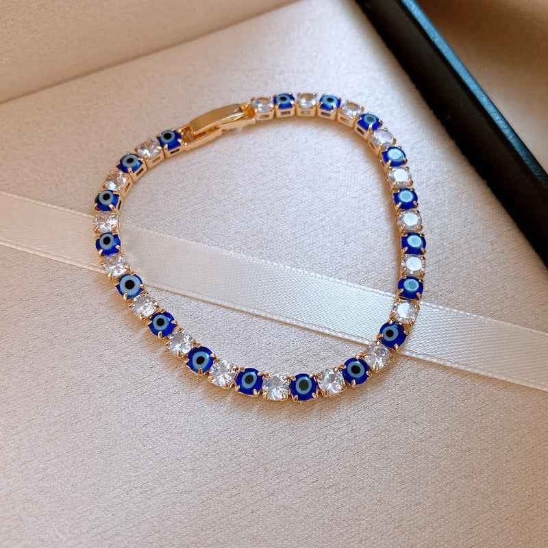 Ice Blue Zircon Bracelet Korean Ins Style  Dainty Bangle Luxury Premium Versatile Wrist Jewelry