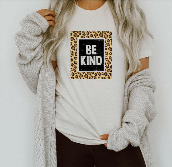 Be Kind Leopard Graphic Tee.