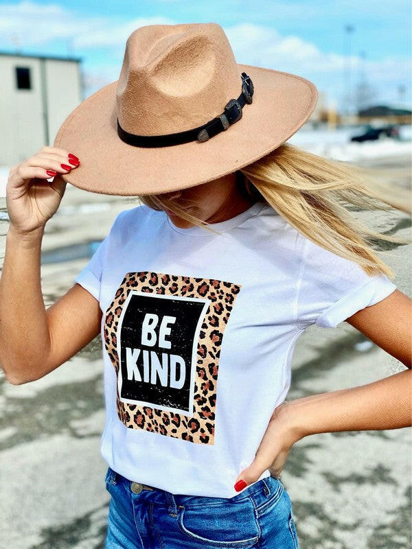 Be Kind Leopard Graphic Tee.