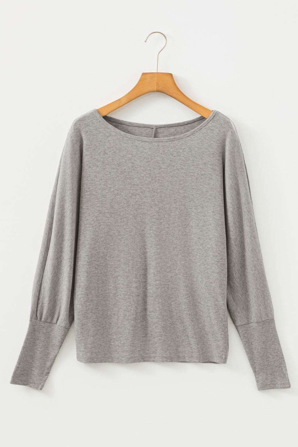 Light Grey Solid Color Extended Cuffs Long Sleeve Top
