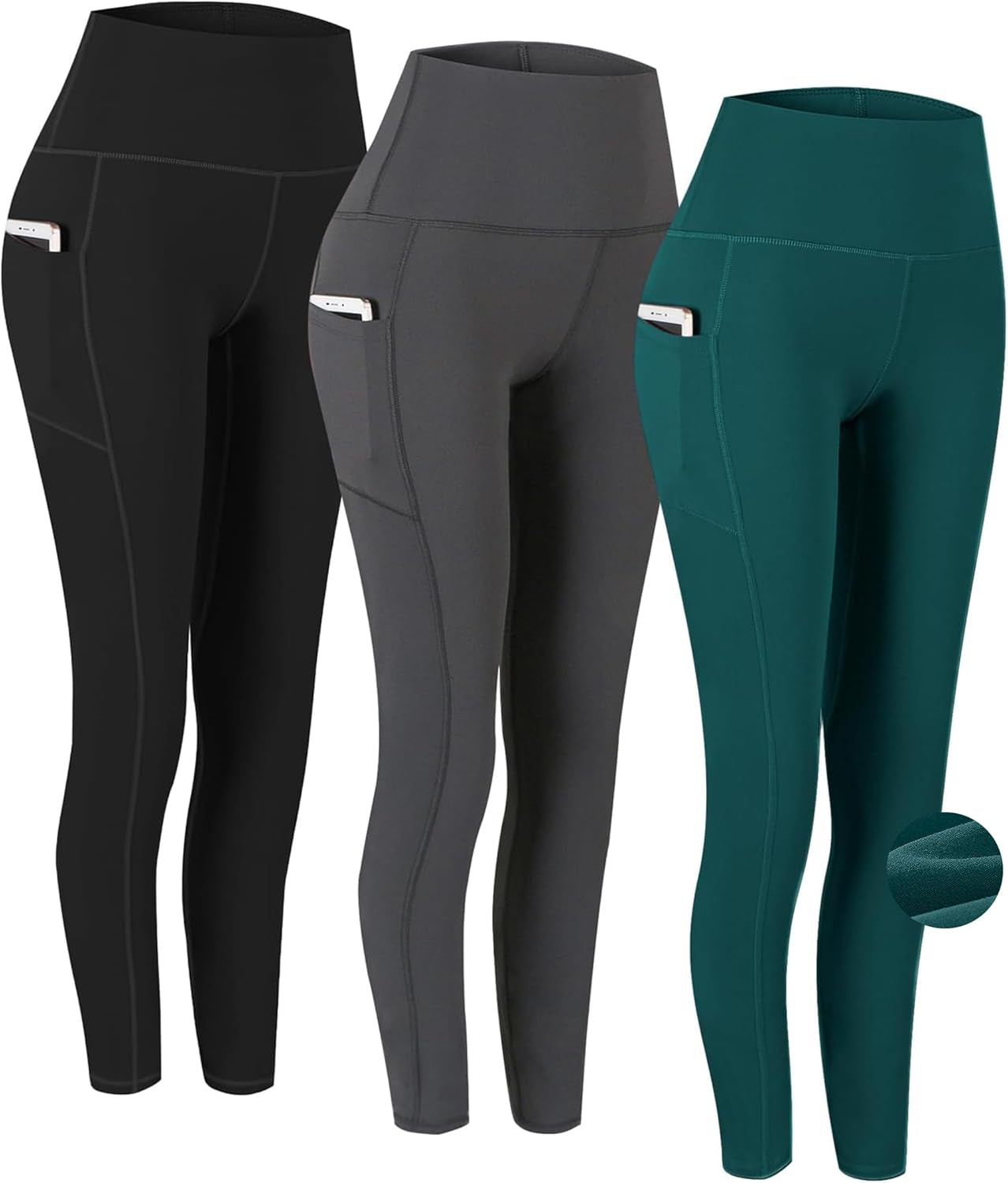 Fengbay 2 Pack High Waist Yoga Pants with Pockets, Tummy Control Workout Running Yoga Leggings for Women