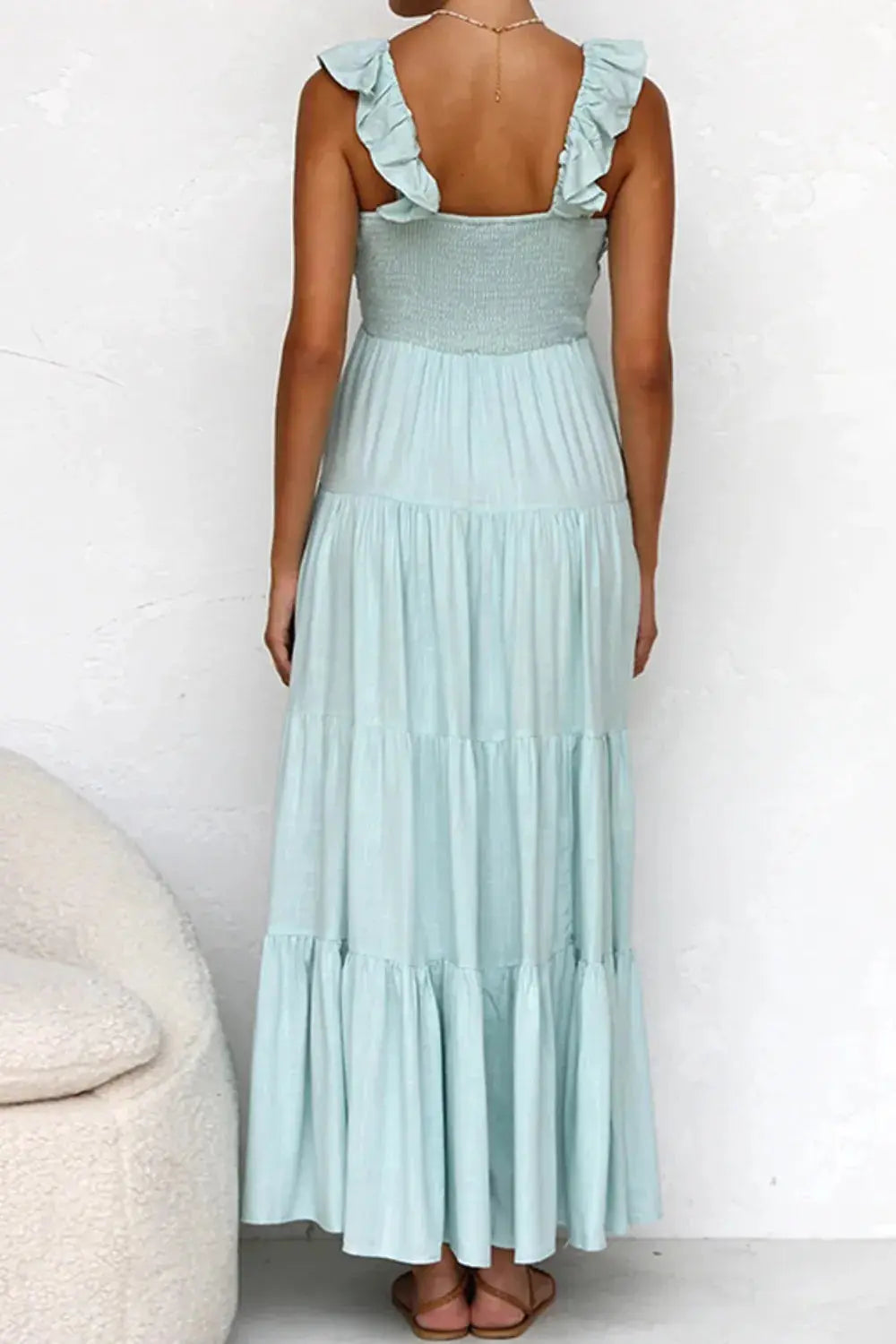 Ruffled V-Neck Dress.