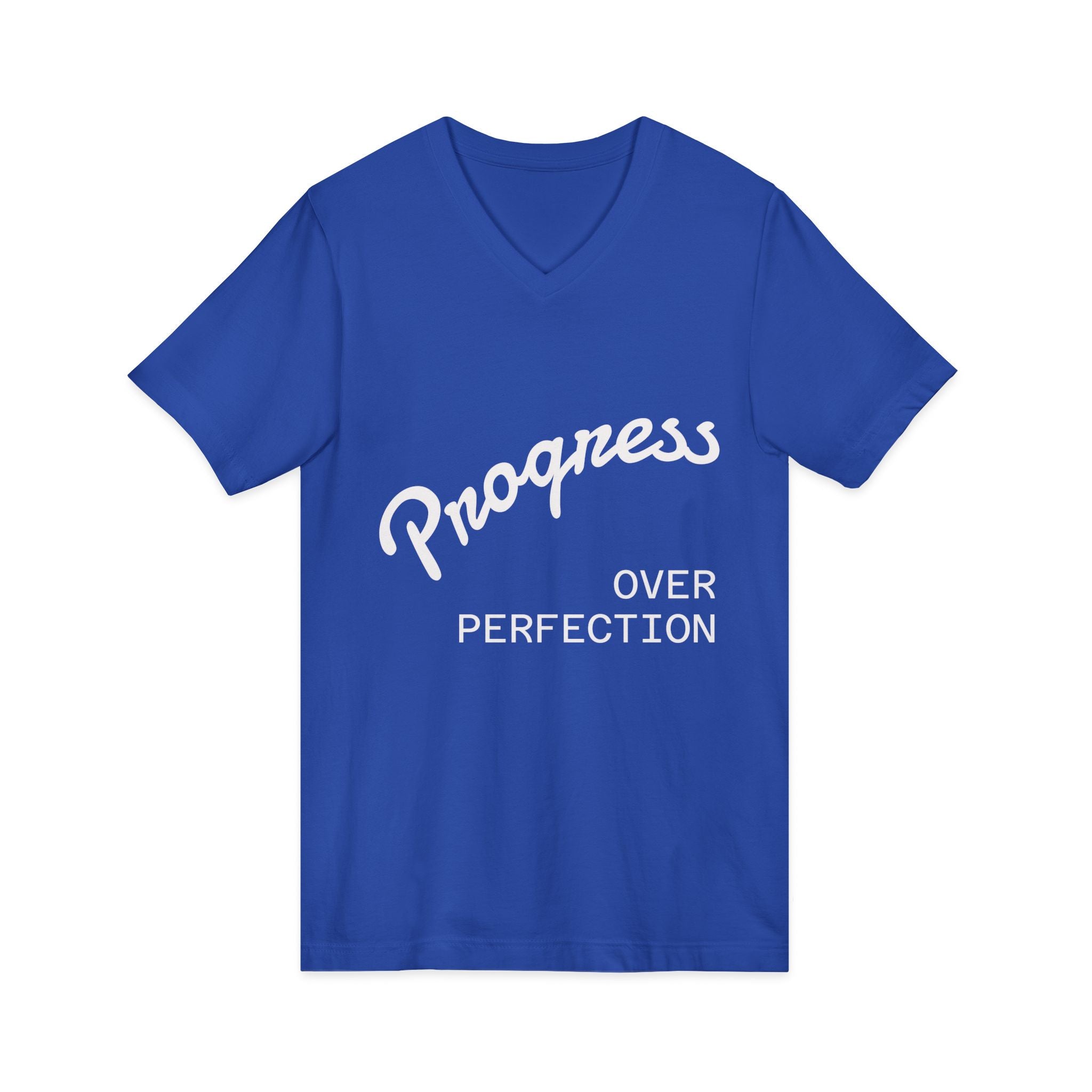 Progress Over Perfection V-Neck Tee — Inspirational Women’s Motivational T-Shirt