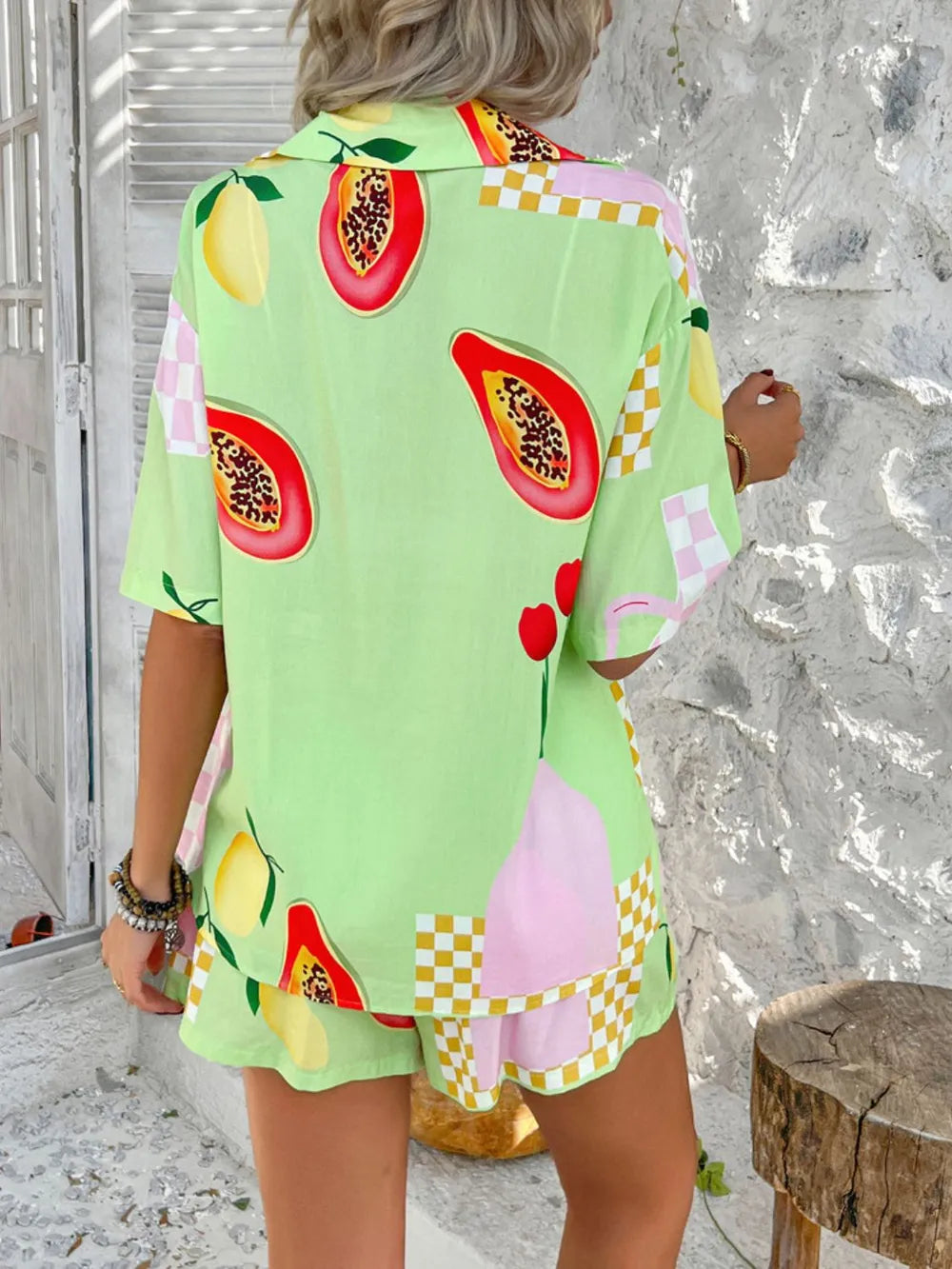 Buttoned Shirt and Shorts Set - CHIC TB