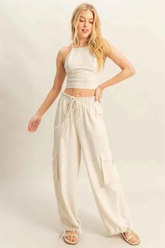 Crop Top and Cargo Pants Set