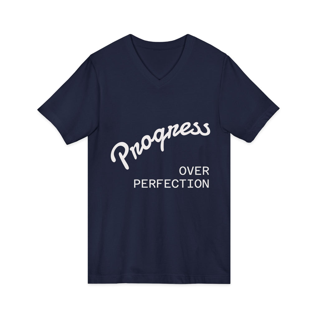 Progress Over Perfection V-Neck Tee — Inspirational Women’s Motivational T-Shirt