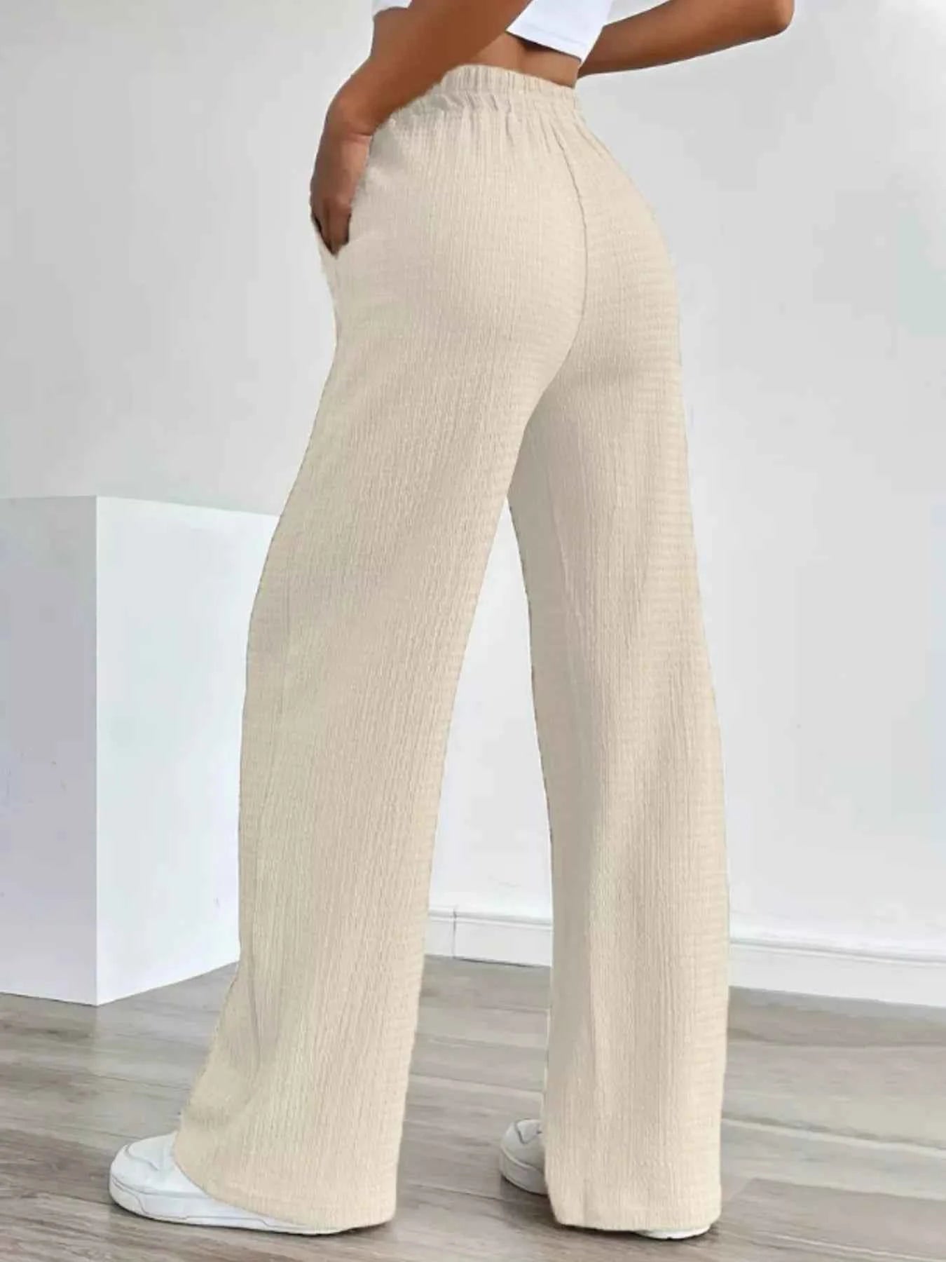 Texture Wide Leg Pants