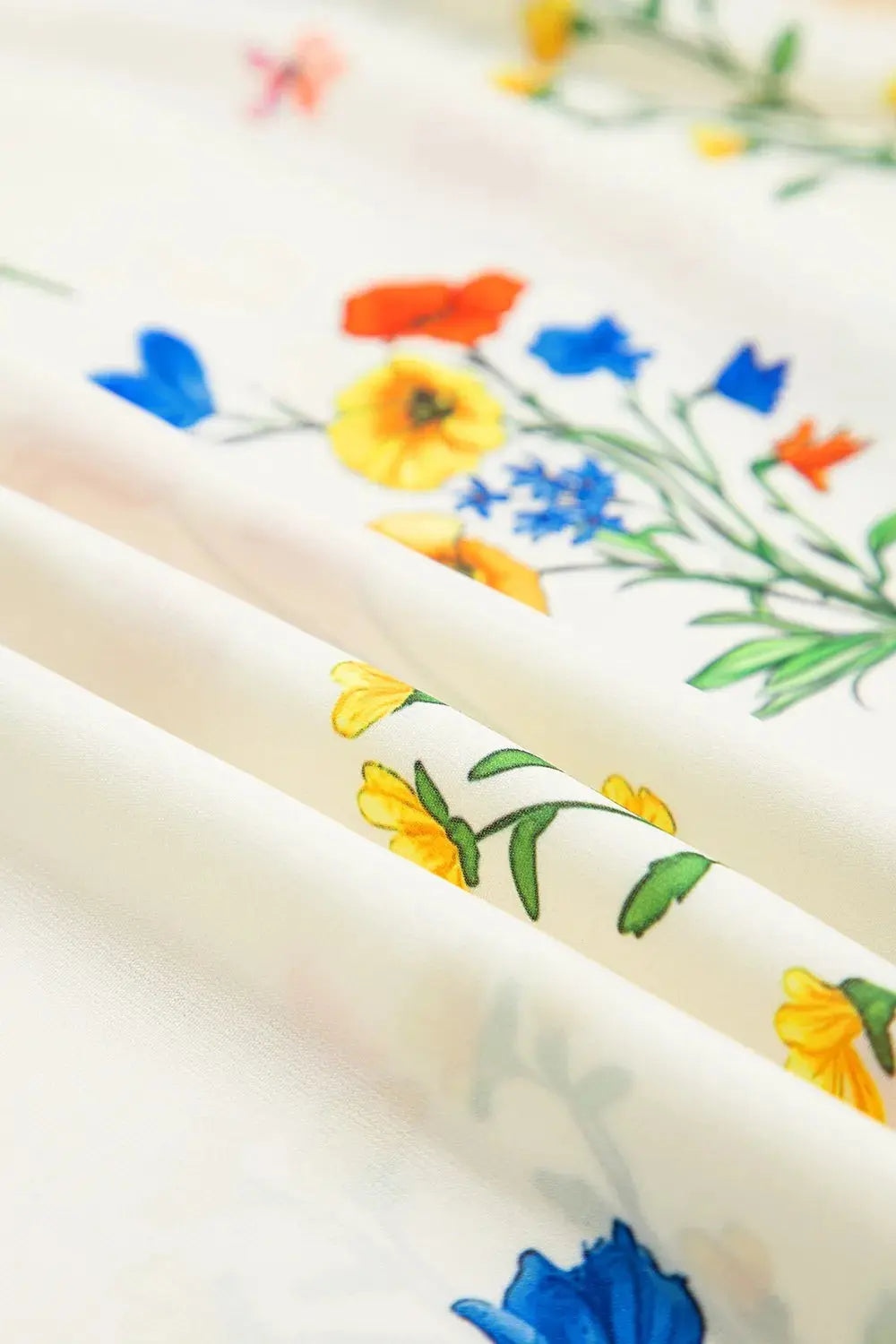 Floral Short Puff Sleeve Notched Blouse.