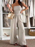 Smocked Tube Wide-Leg Jumpsuit.