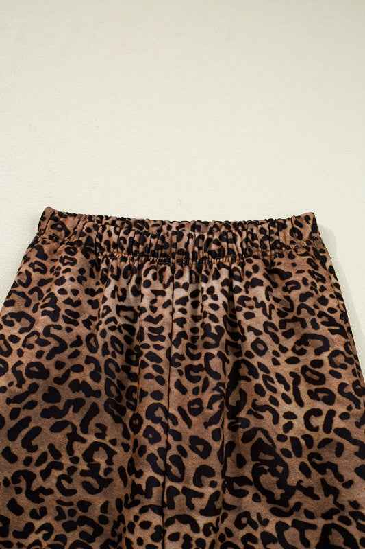 Leopard Contrast Trim Top and Pants Set