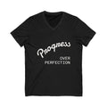 Progress Over Perfection V-Neck Tee — Inspirational Women’s Motivational T-Shirt