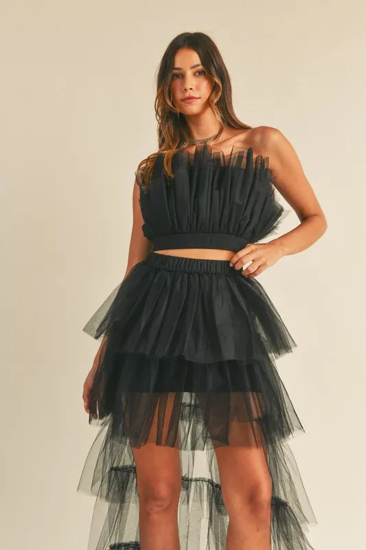 Crop Top and High Low Maxi Skirt Set - CHIC TB