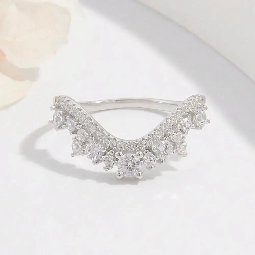 925 Sterling Silver Inlaid Zircon Ring.