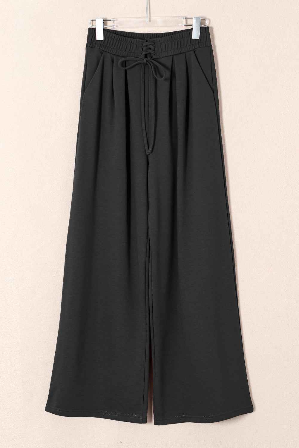 Dear Lovers Black Tied Elastic High Waist Pleated Detail Solid Sweatpants