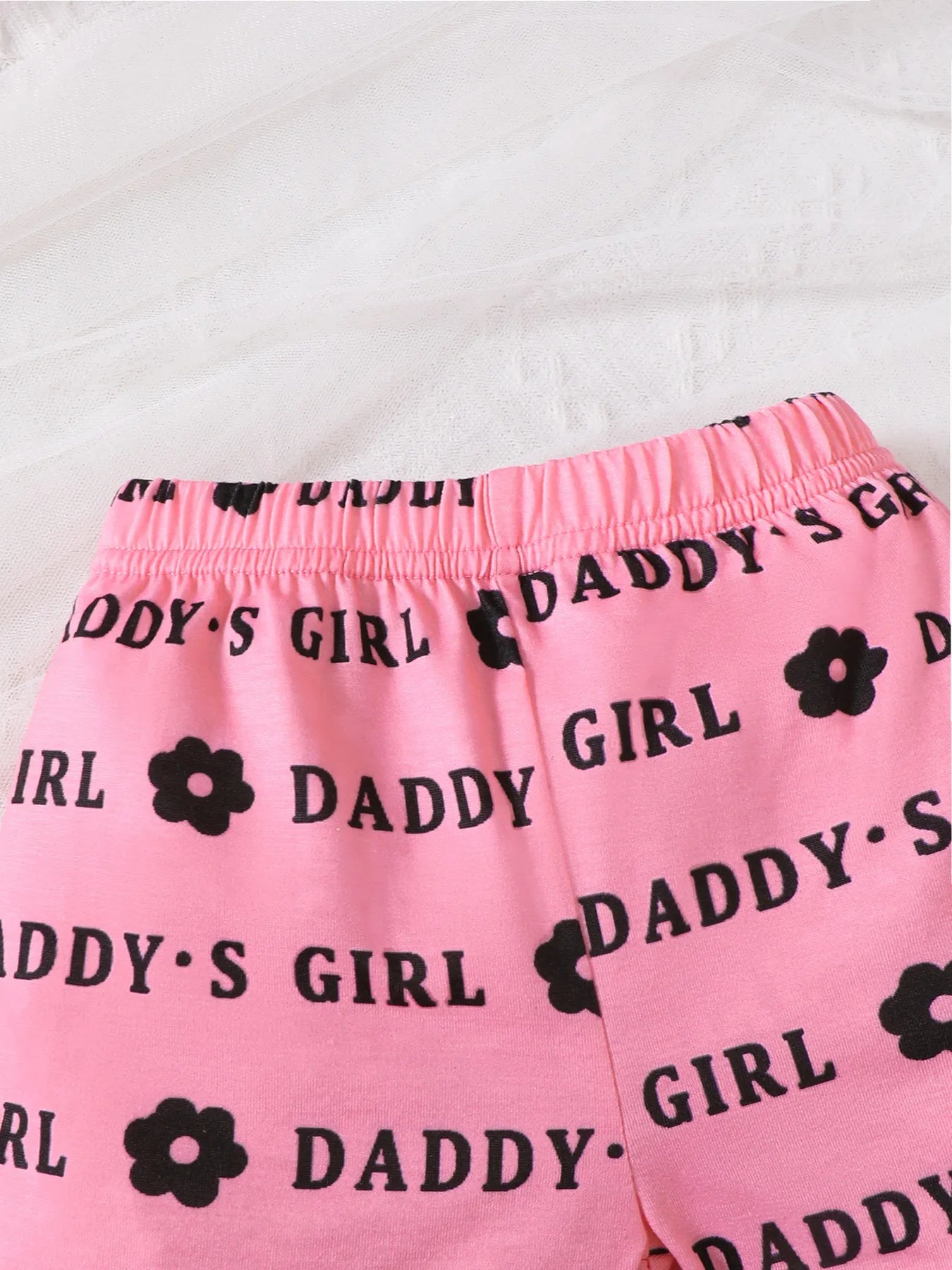 Children's Headband Letter Ruffle Sleeve Top and Shorts 3-Piece Set.