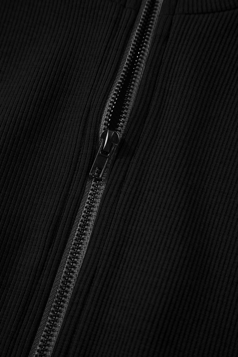 Black French Terry Zipped Collar Sleeveless Drawstring Waist Mini Dress Dear-Lover Dropshipping