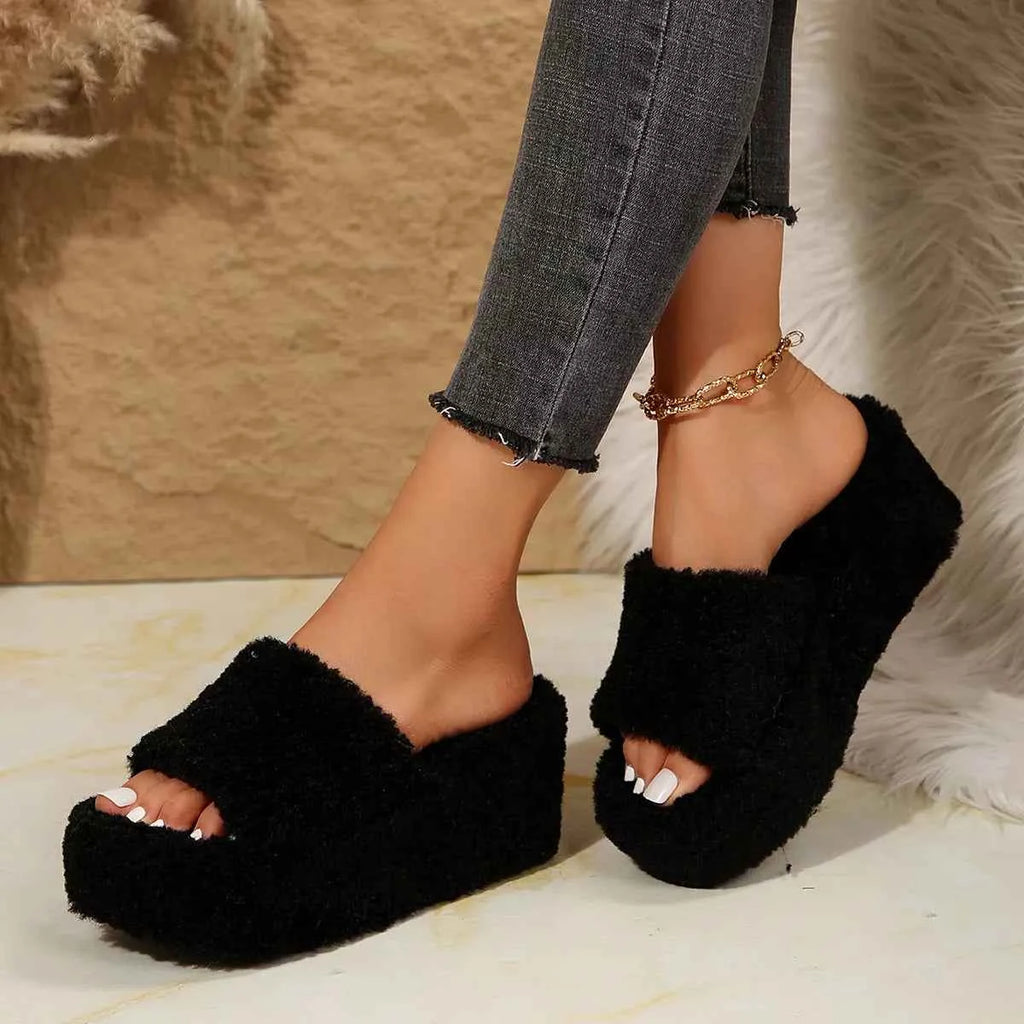 Open Toe Wedge Platform Slippers