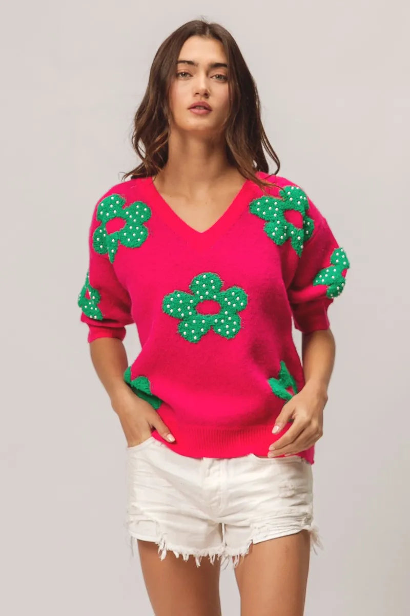 Flowers Sweater Top.