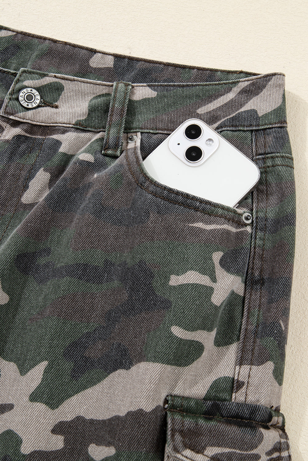 Green Camo Denim Cargo Wide Leg Pants Dear-Lover Dropshipping