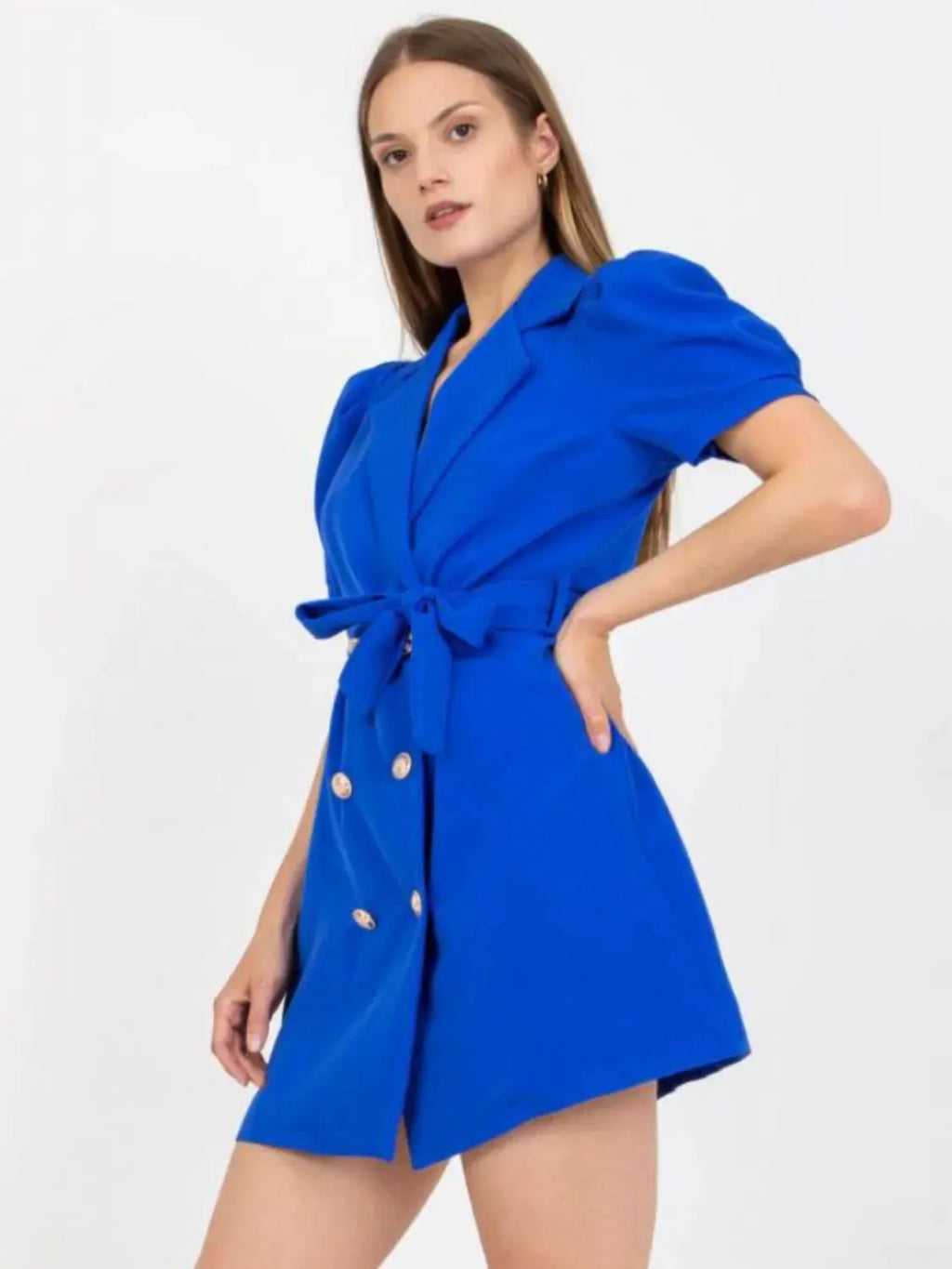 Tie Waist Short Sleeve Blazer Dress.