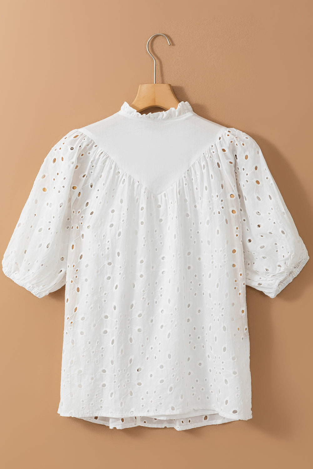 White Flower Embroidered Hollow-out Puff Sleeve Blouse Dear-Lover Dropshipping