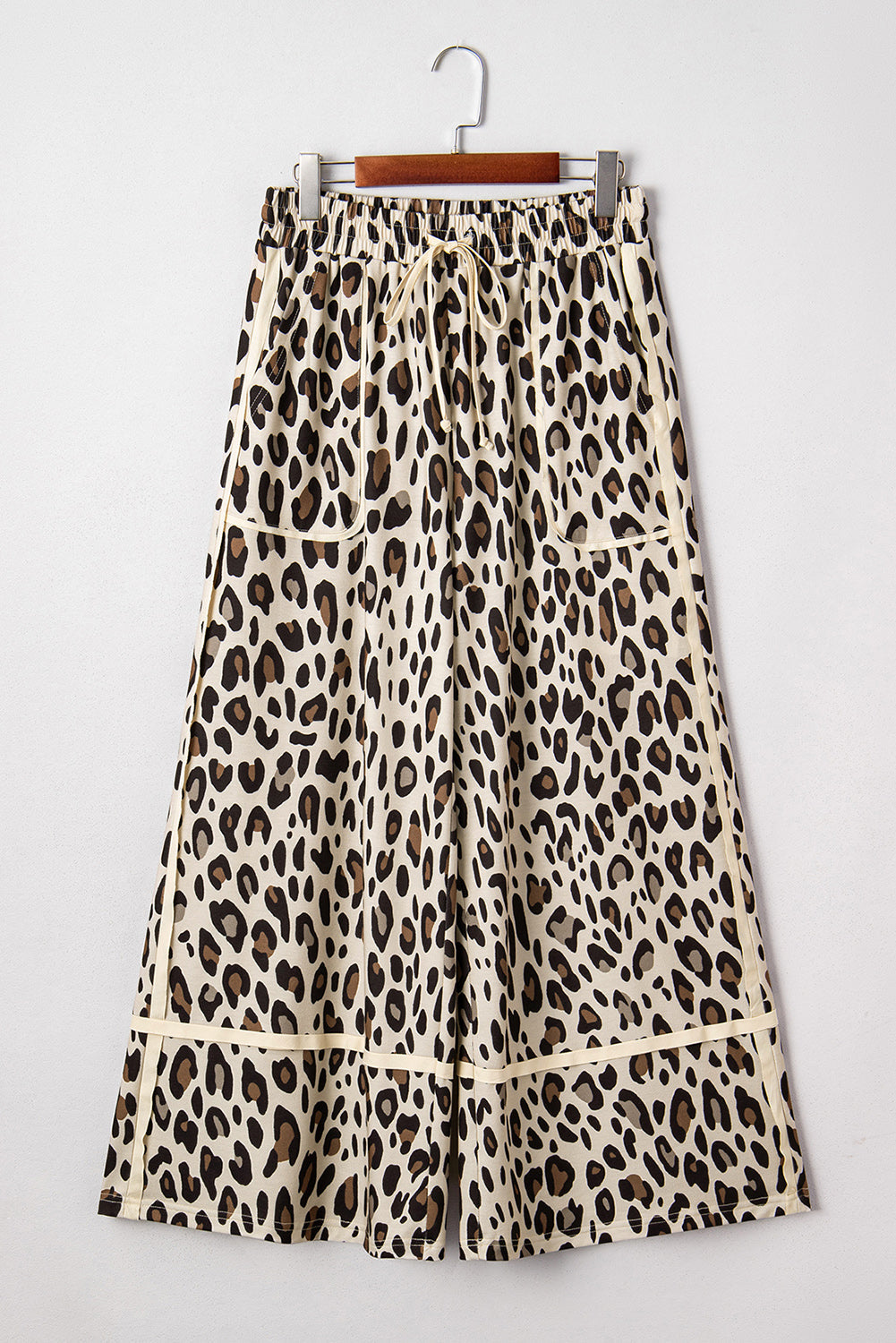 Khaki Leopard Wide Leg Cropped Pants Dear-Lover Dropshipping