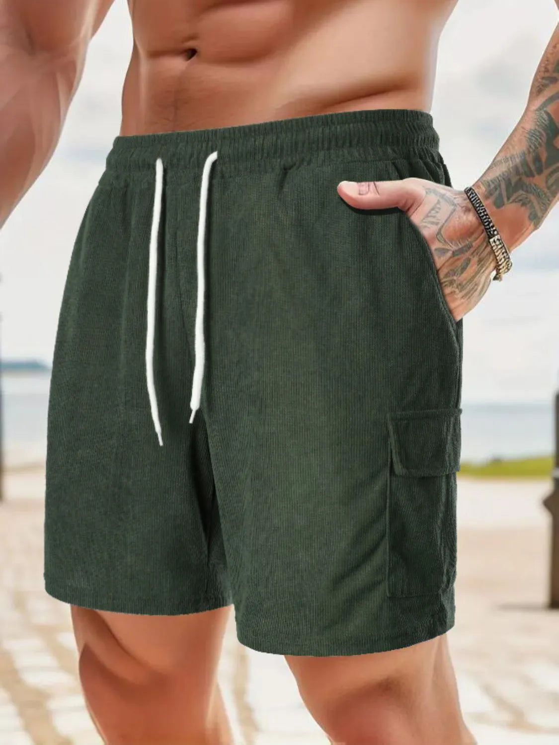 Men's Drawstring Shorts with Pockets.