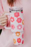 Multicolor Flower Print Handled Stainless Steel Vacuum Cup 40oz Dear-Lover Dropshipping