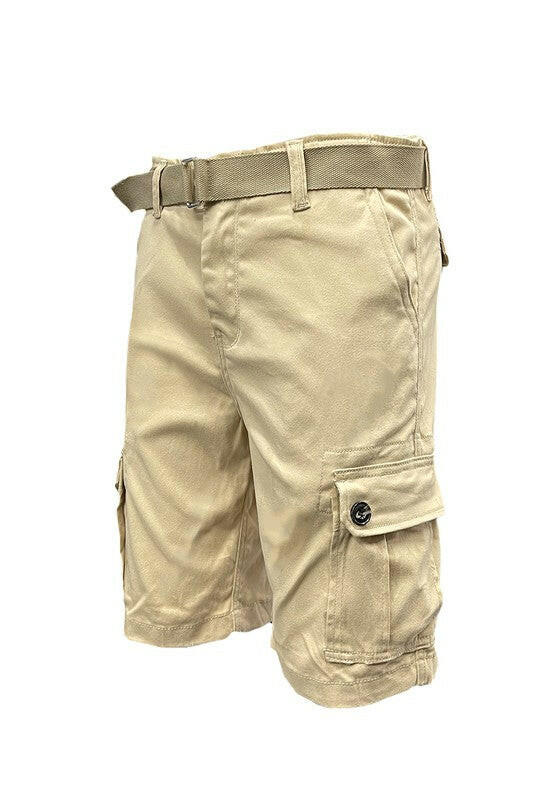 Mens Belted Cargo Shorts with Belt.
