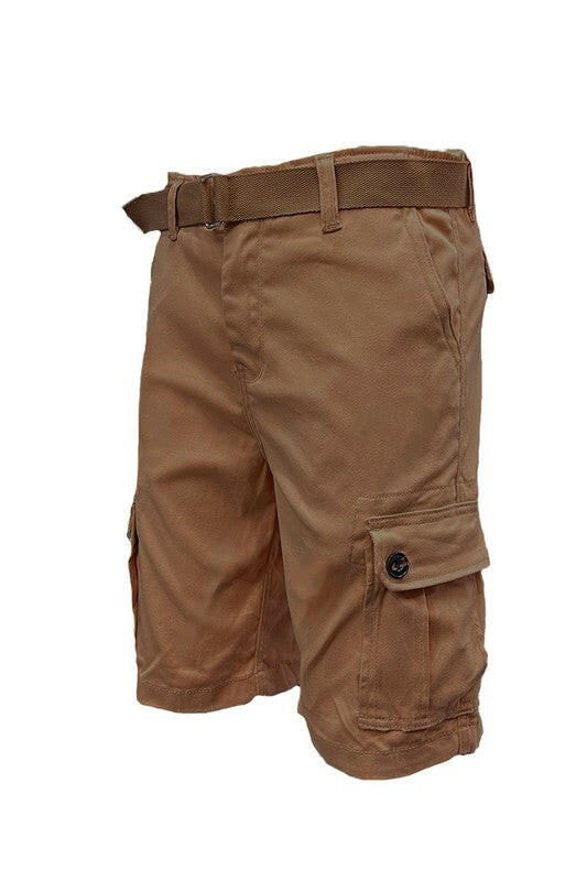 Mens Belted Cargo Shorts with Belt.