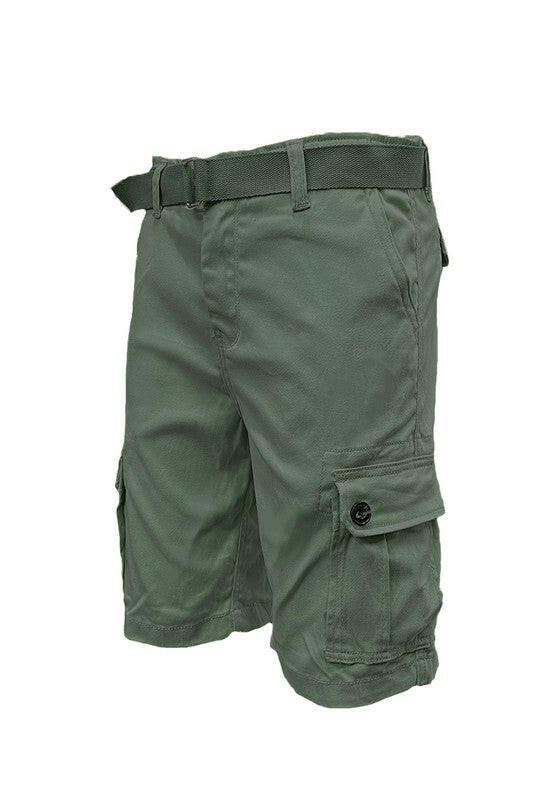 Mens Belted Cargo Shorts with Belt.