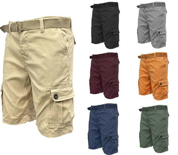 Mens Belted Cargo Shorts with Belt.