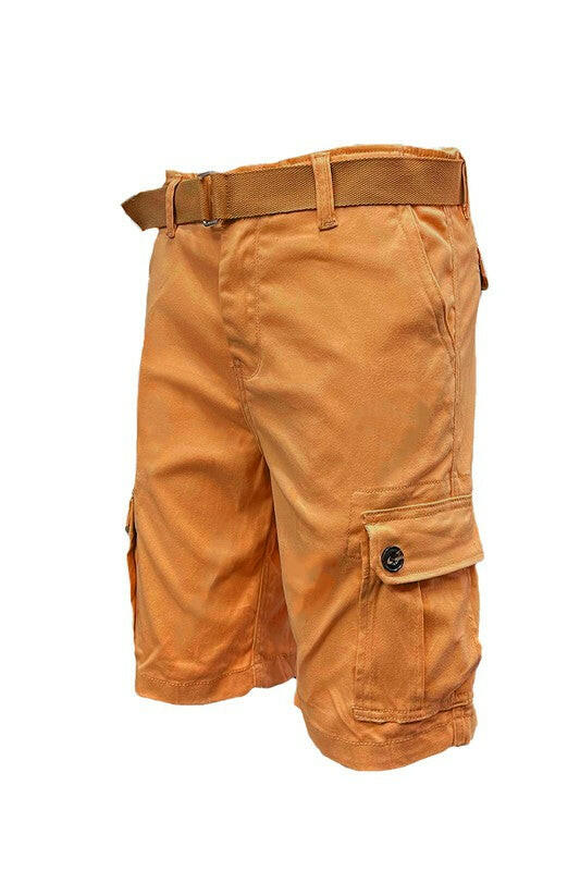 Mens Belted Cargo Shorts with Belt.