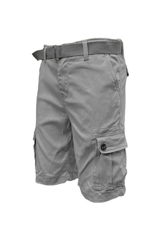 Mens Belted Cargo Shorts with Belt.