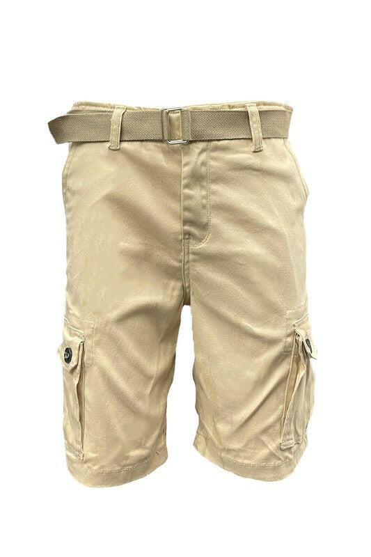 Mens Belted Cargo Shorts with Belt.