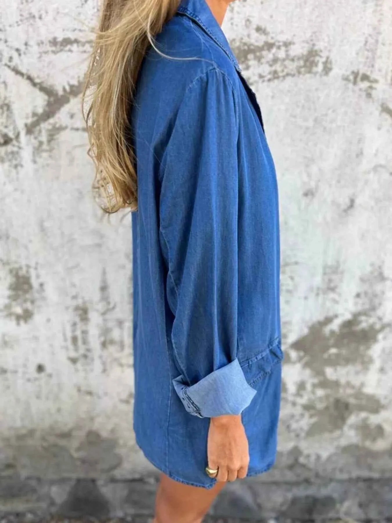 Full Size Button Down Denim Blazer Plus Size