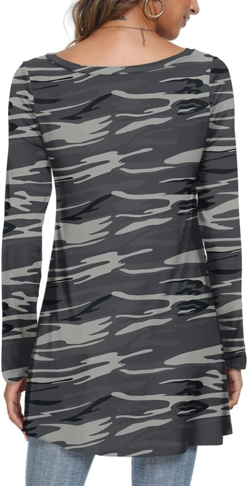 POPYOUNG Women'S Long Sleeve Tunic Tops Fall Shirts to Wear with Leggings Loose Fit Dressy V-Neck Blouse M-5XL