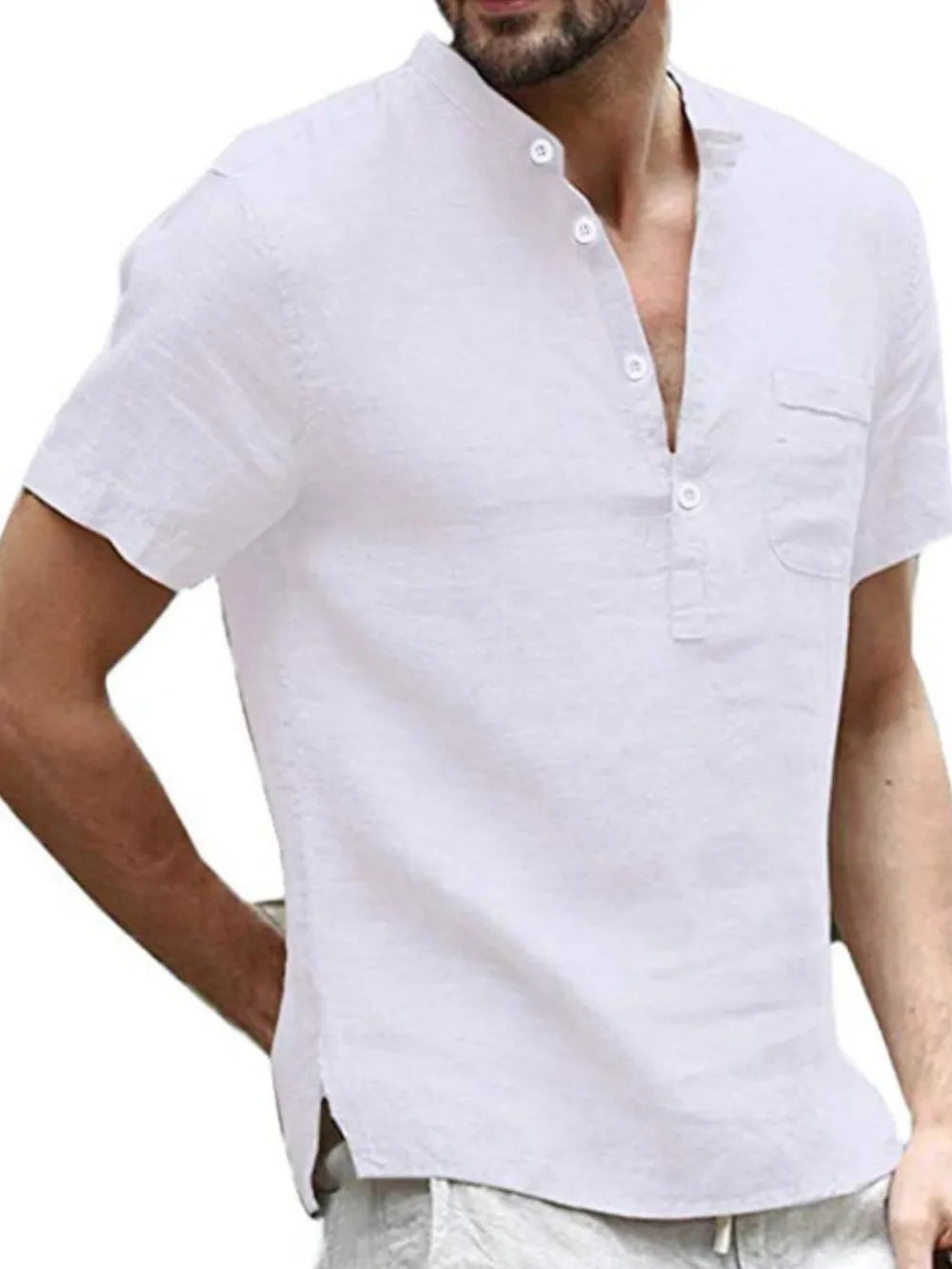 Men's Full Size Half Button Short Sleeve Polo Plus Size.