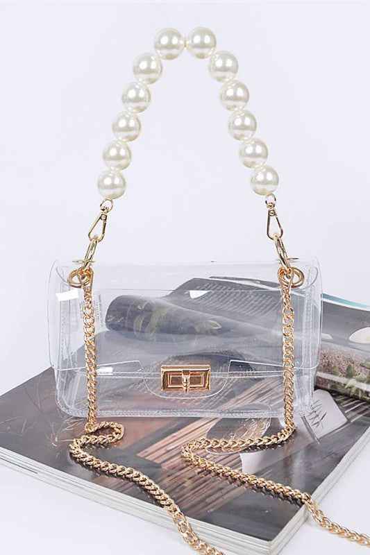 Pearl Top Handle Clear Swing Bag