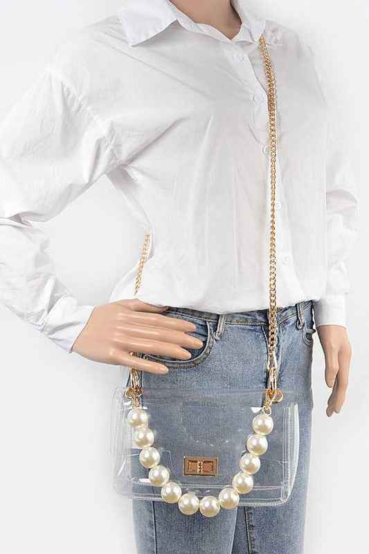 Pearl Top Handle Clear Swing Bag