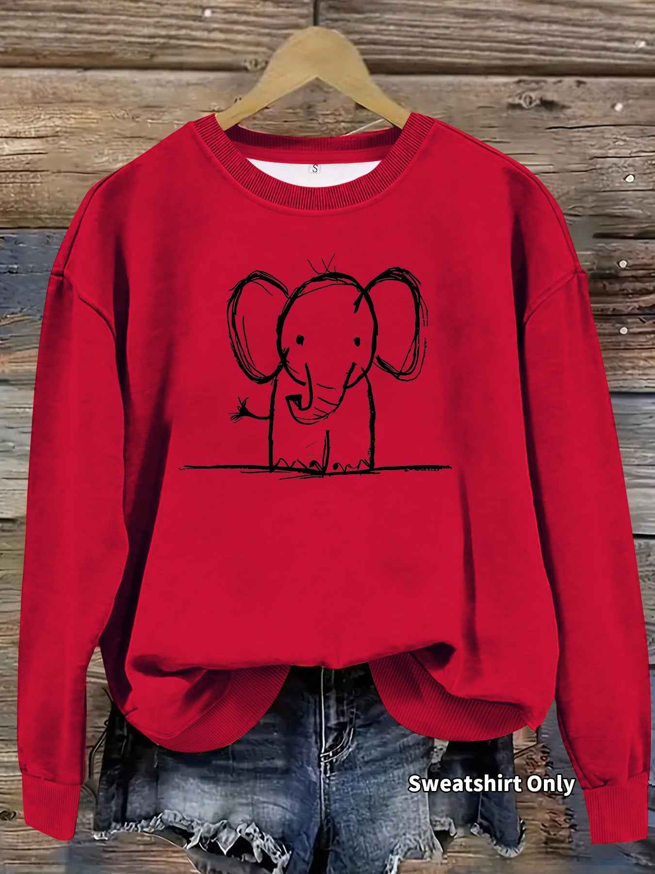 Pencil drawn elephant print hoodie