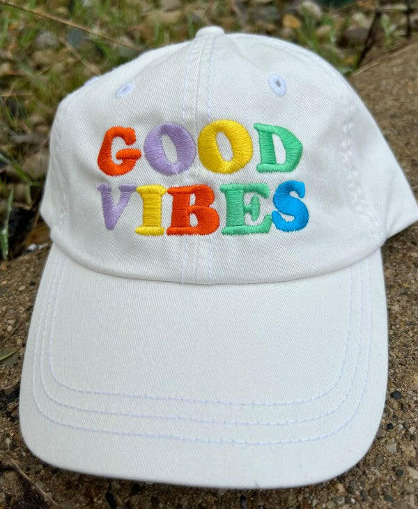 Colorful GOOD VIBES Embroidered Hat.