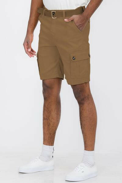 Mens Belted Cargo Shorts with Belt.