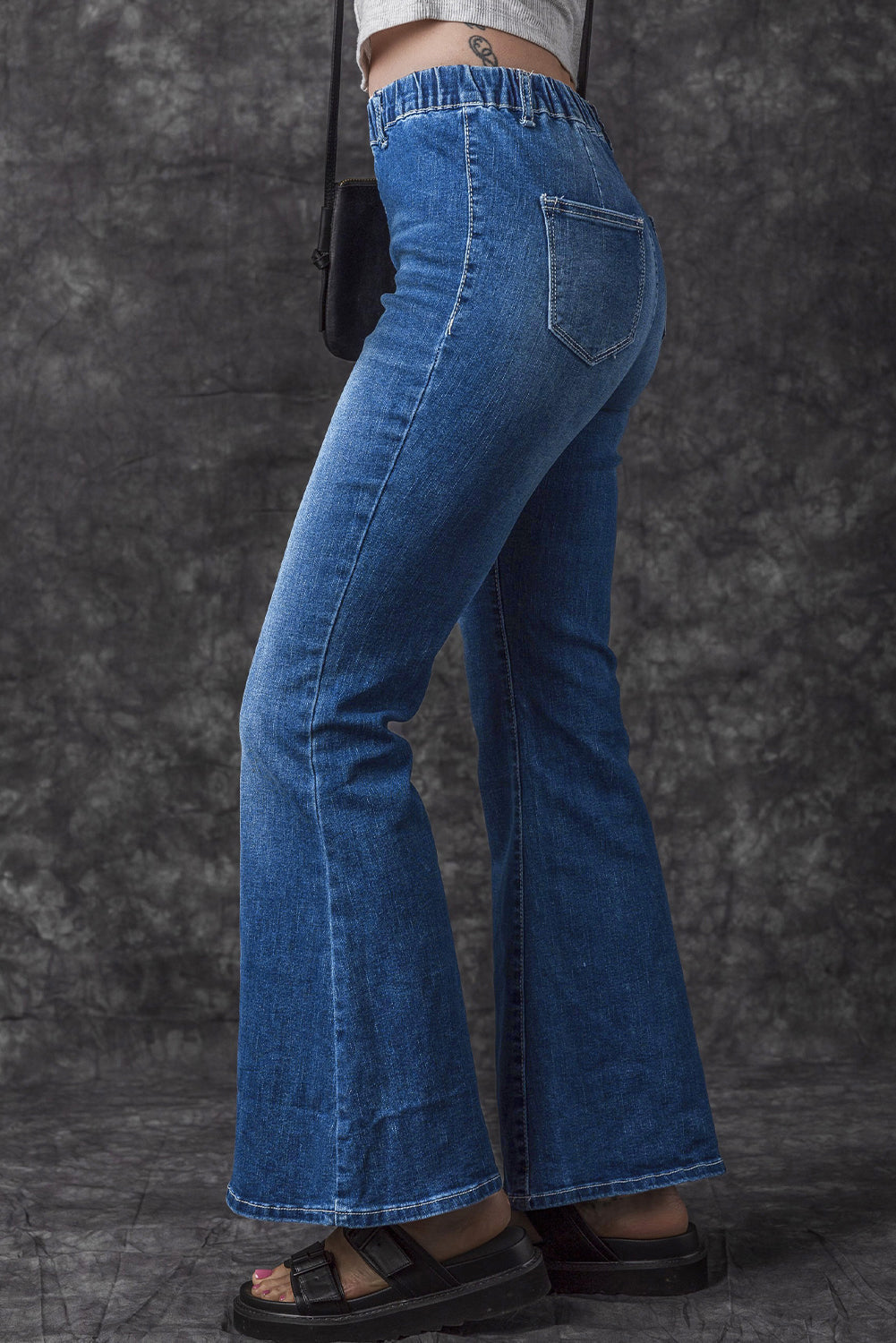 Blue Elastic High Waist Flare Jeans Dear-Lover Dropshipping