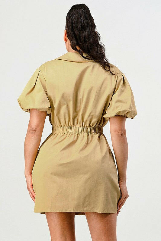 Casual but trendy safari mini dress.