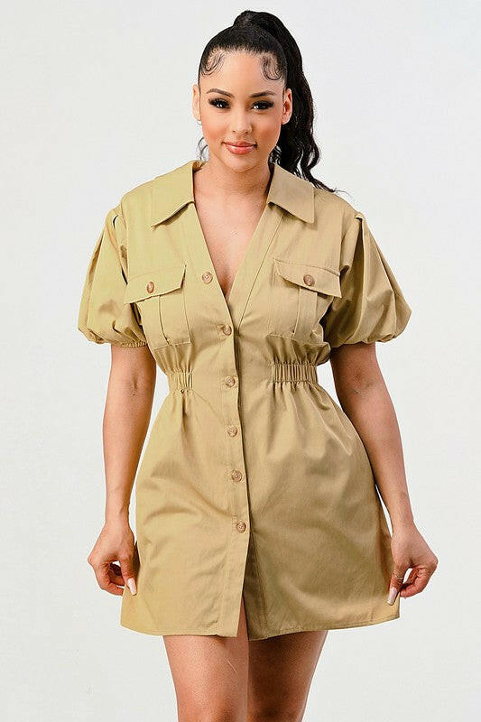 Casual but trendy safari mini dress.