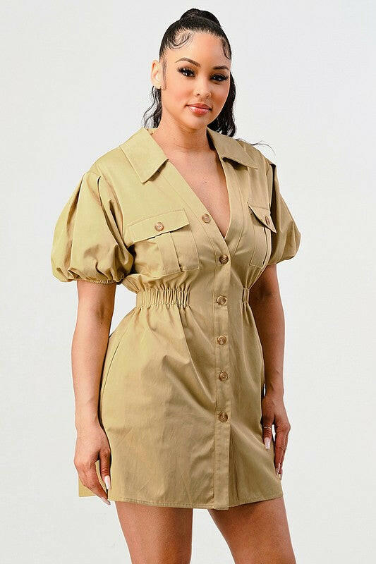 Casual but trendy safari mini dress.