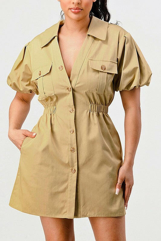 Casual but trendy safari mini dress.