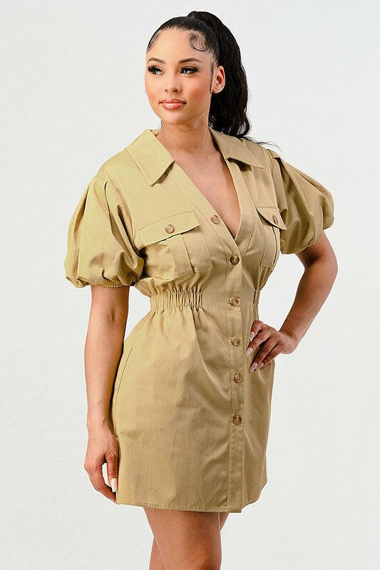 Casual but trendy safari mini dress.